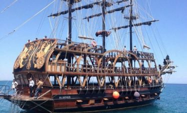 Swimming break near Phaselis Bay on foam party cruise