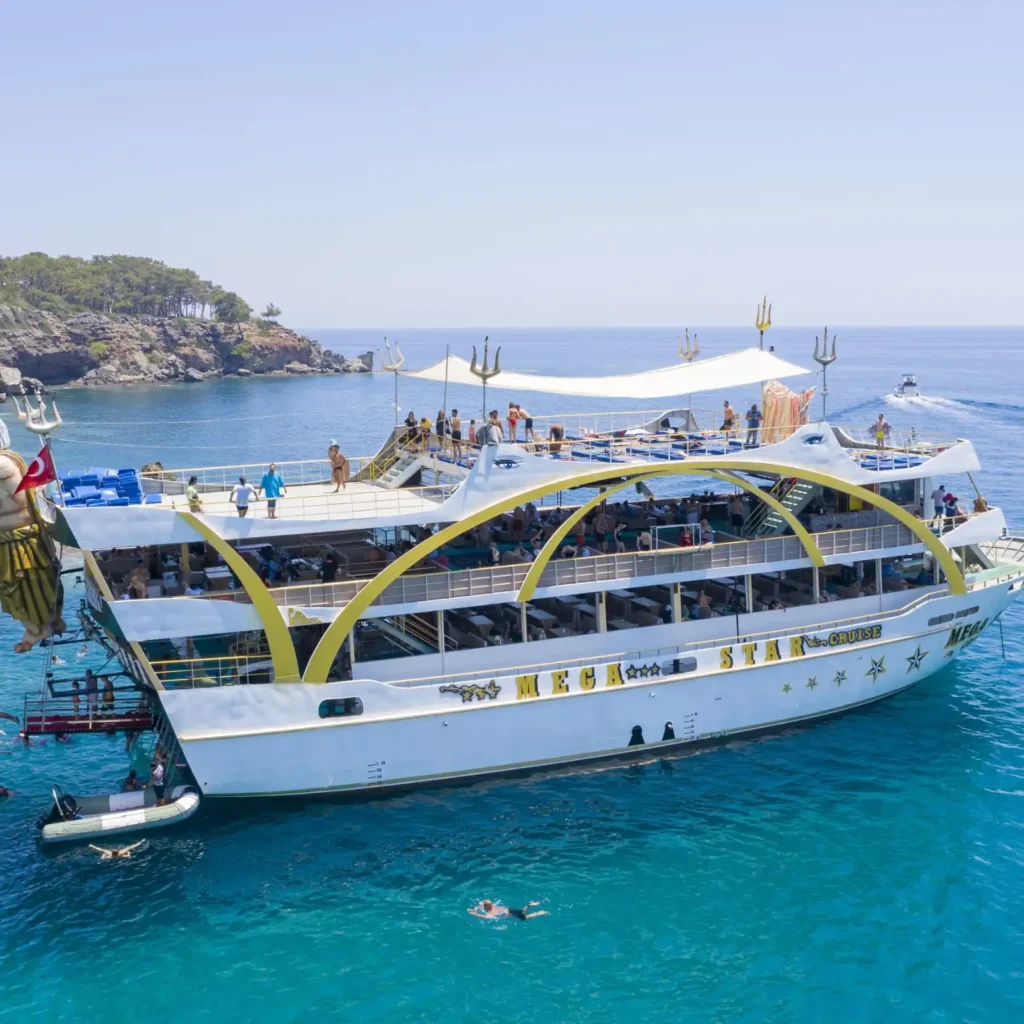 Guests dancing at the foam party on Antalya cruise boat