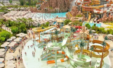 Land of Legends Theme Park entrance in Antalya during the tour