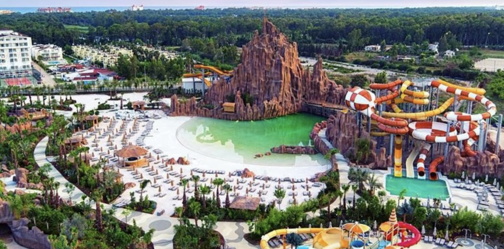 Land of Legends Theme Park entrance in Antalya during the tour