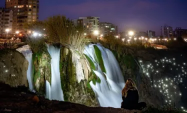 lower duden waterfall at night