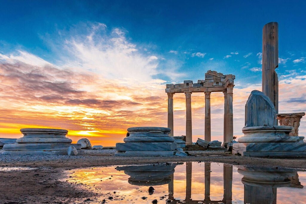 Roman artifacts at Side Open-Air Museum on Side Manavgat private tour