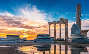 Roman artifacts at Side Open-Air Museum on Side Manavgat private tour