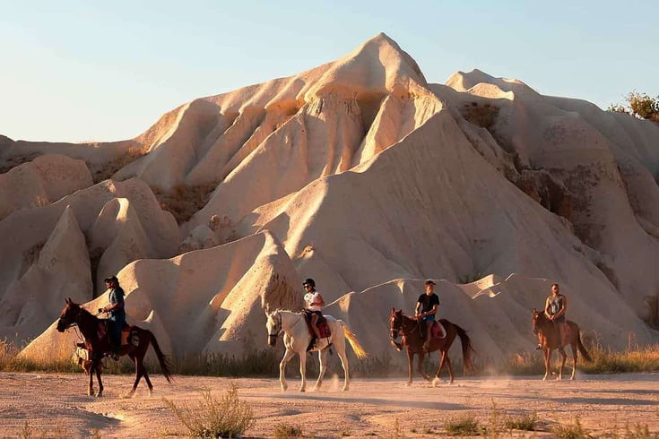 Romantic horse ride through Cappadocia’s unique landscapes, perfect for couples