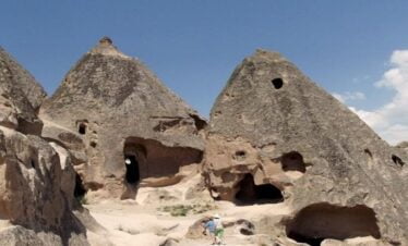 Unique fairy chimneys (Peri Bacaları) in Cappadocia, showcasing natural rock formations and surreal landscapes