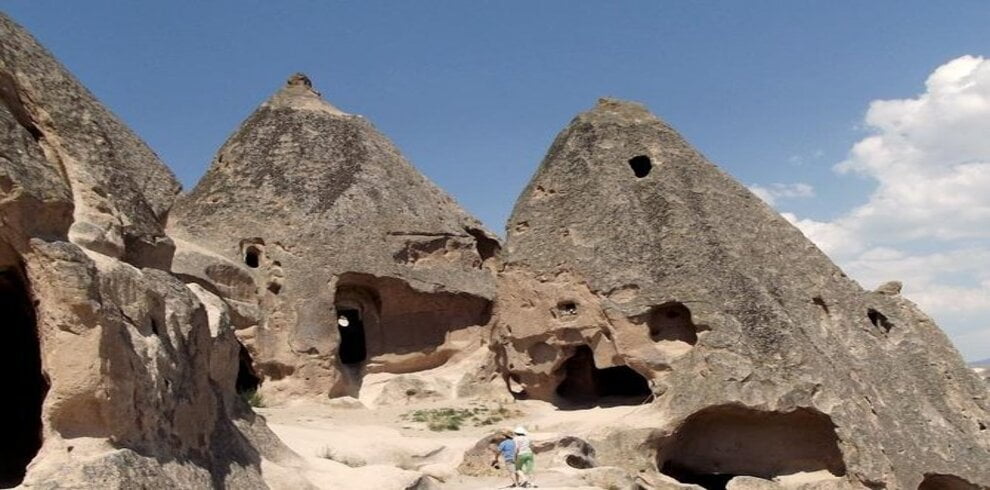 Unique fairy chimneys (Peri Bacaları) in Cappadocia, showcasing natural rock formations and surreal landscapes