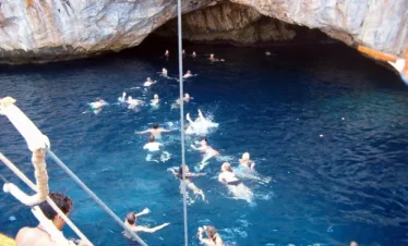 Tourists enjoying a swim at Cleopatra Beach.