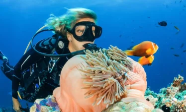 Tourists enjoying a guided scuba diving trip in Kemer with pick-up from Antalya