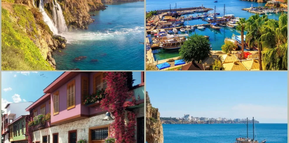 Breathtaking view of Lower Düden Waterfall cascading into the Mediterranean Sea